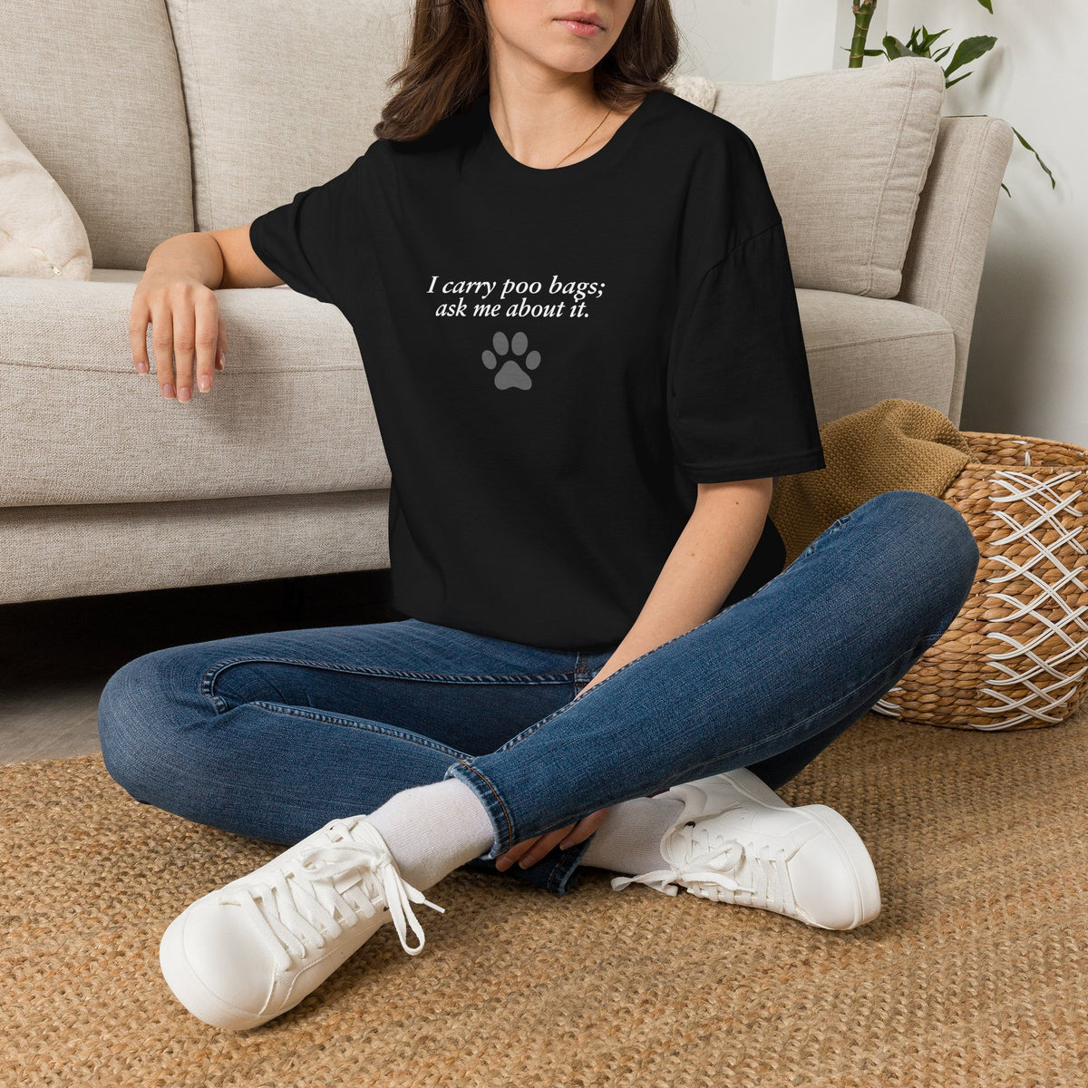Adopted & Adored – I carry poo bags; ask me about it –  Supersoft Unisex T-Shirt