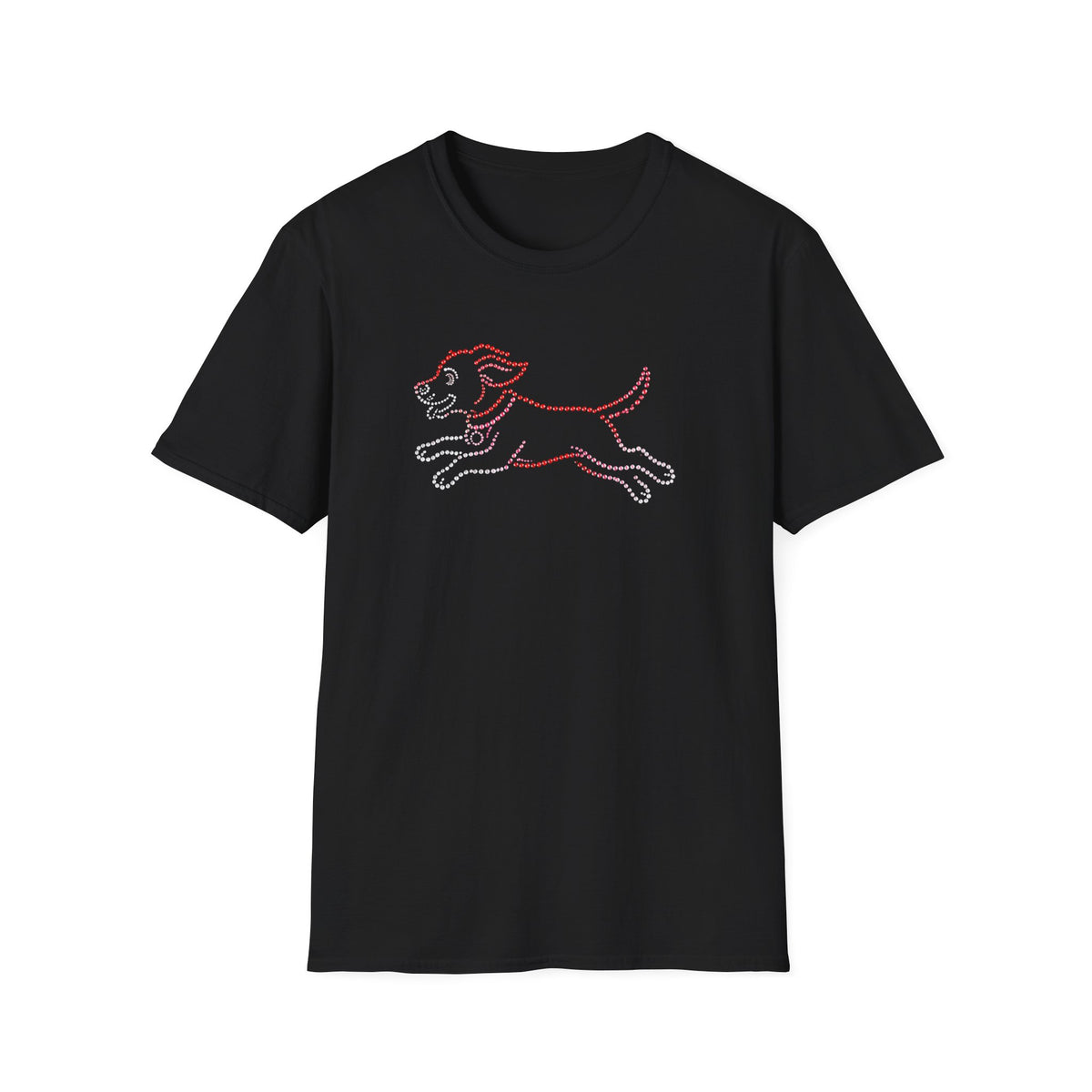 Bedazzling Beasts - Faux Jewel Red Dog Running - Unisex T-Shirt