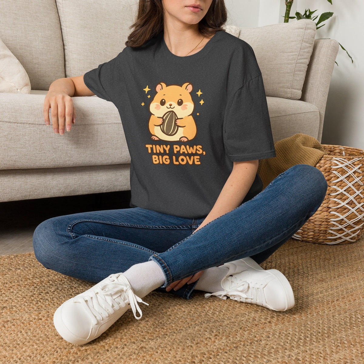 Tiny Paws, Big Love Hamster Cute Kawaii –  Supersoft Unisex T-Shirt