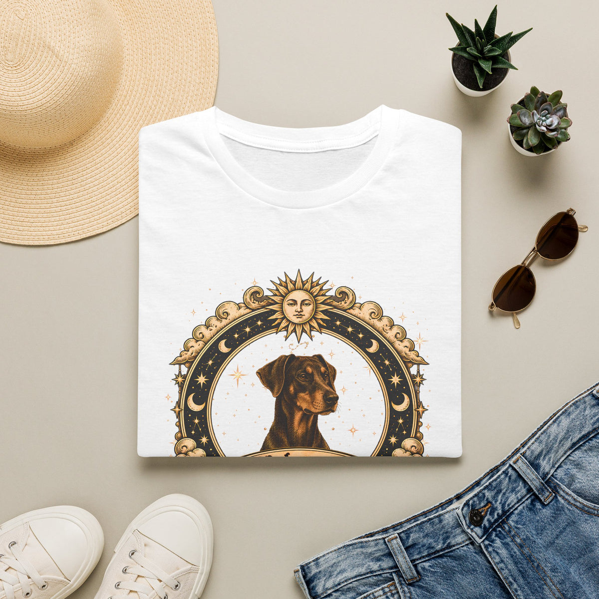 Zodiac Scorpio Doberman - Dog Horoscope Star Sign - Supersoft Unisex Funny T-shirt