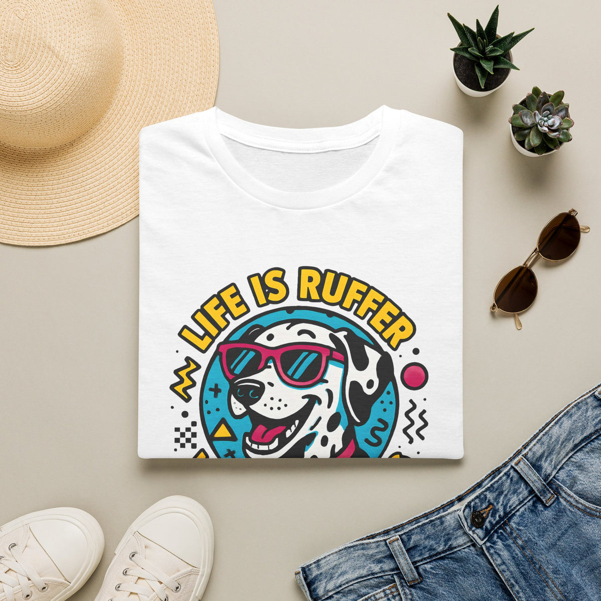 Life Is Ruffer Without a Dog Dalmatian –  Supersoft Unisex T-Shirt