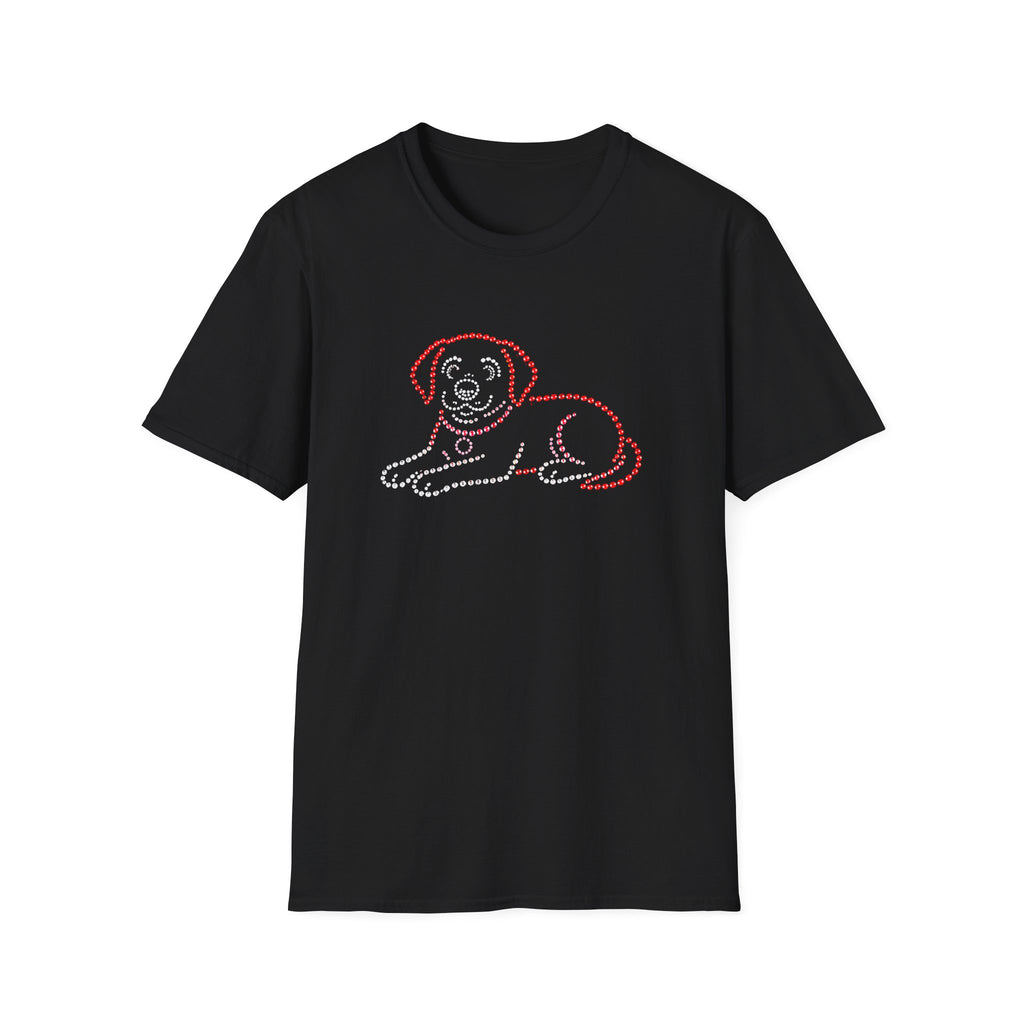 Bedazzling Beasts - Faux Jewel Red Dog Lay Down - Unisex T-Shirt