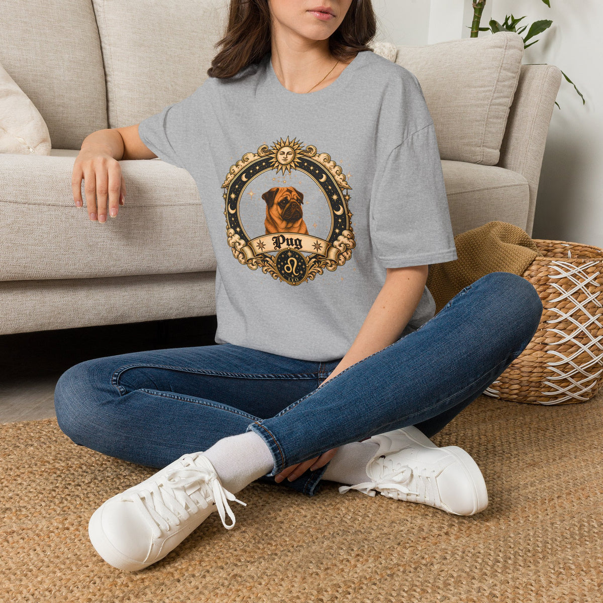 Zodiac Leo Pug - Dog Horoscope Star Sign - Supersoft Unisex Funny T-shirt