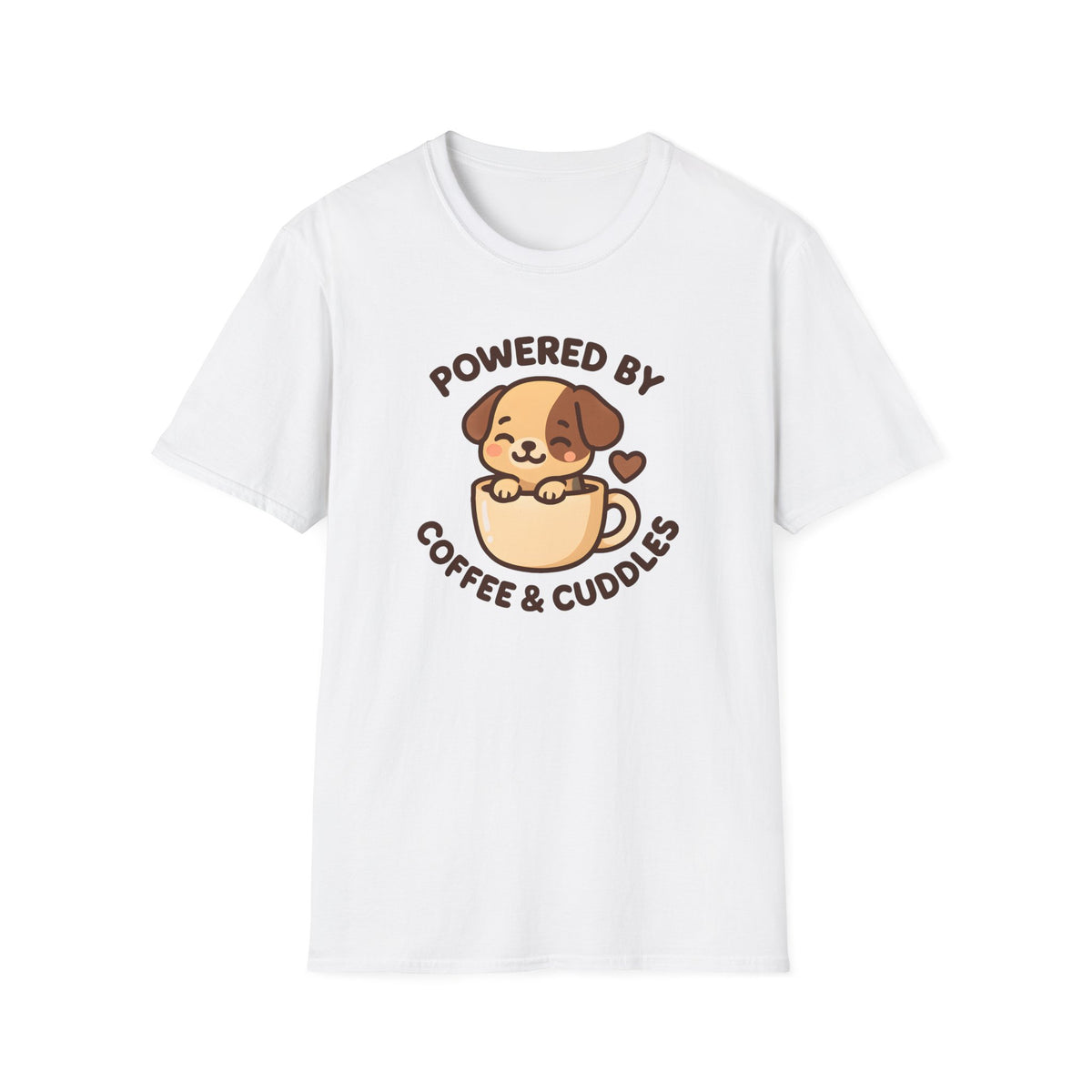 Powered by Coffee and Cuddles Puppy –  Supersoft Unisex T-Shirt