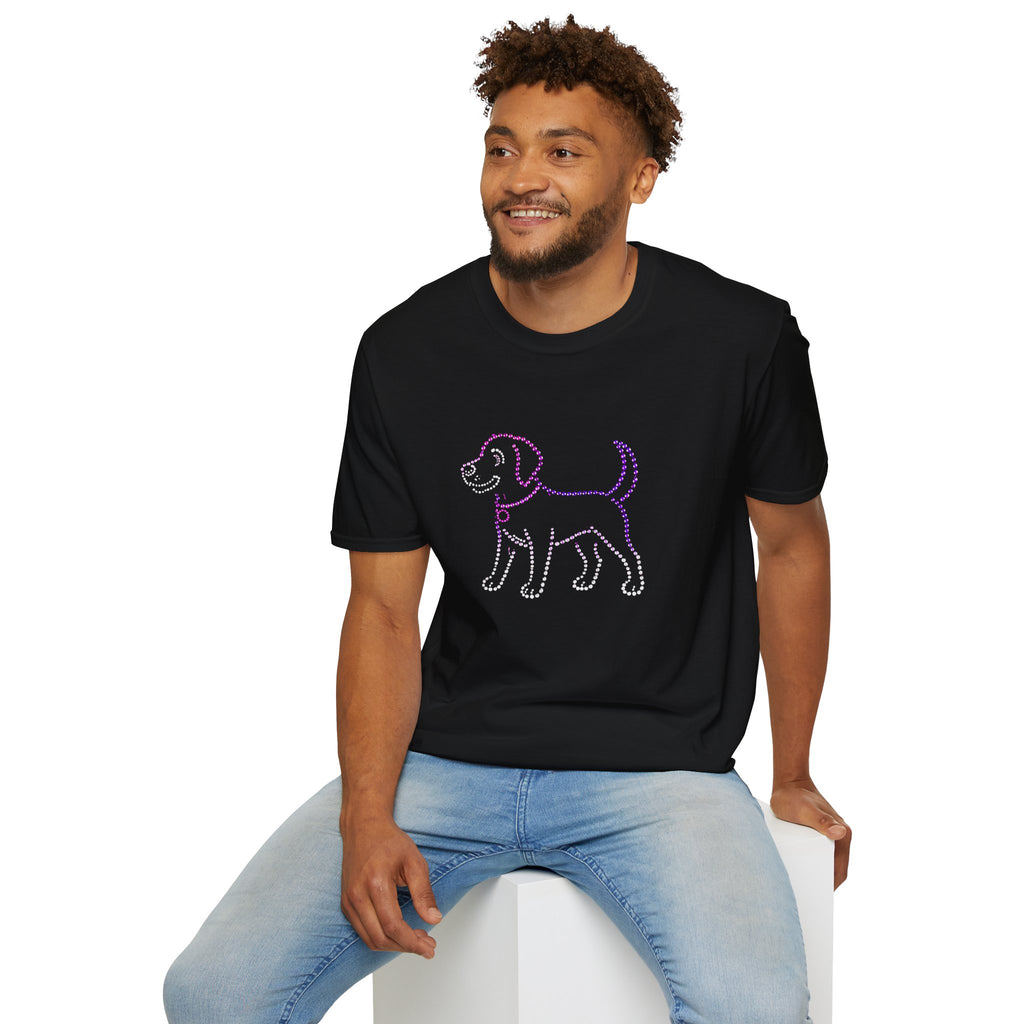 Bedazzling Beasts - Faux Jewel Purple Dog Standing - Unisex T-Shirt