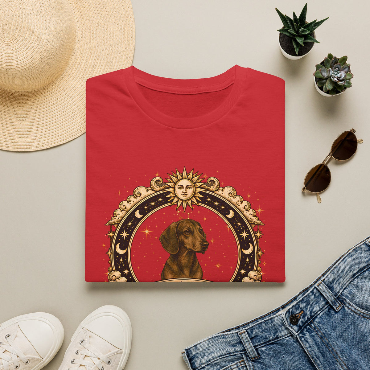 Zodiac Gemini Dachshund - Dog Horoscope Star Sign - Supersoft Unisex T-shirt