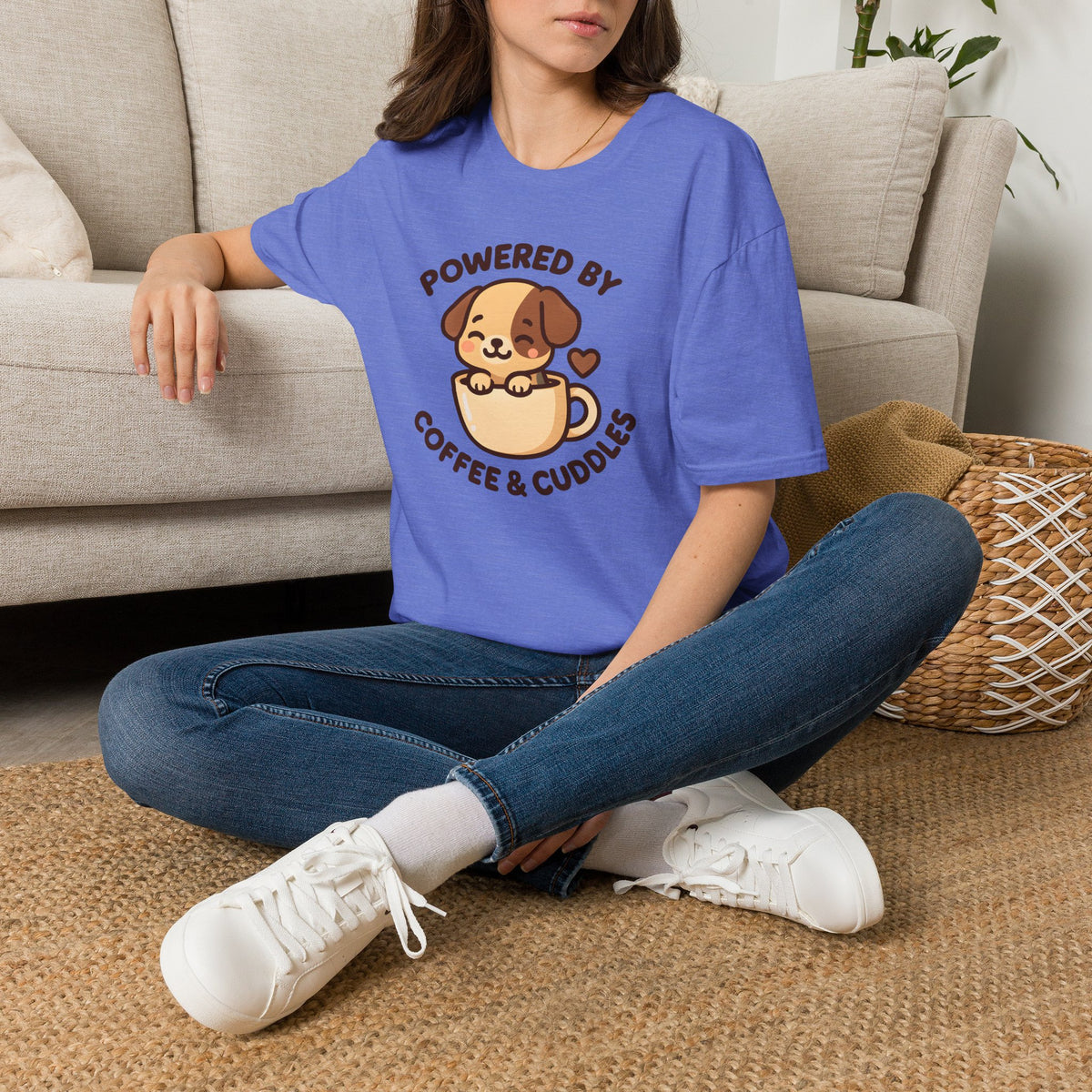 Powered by Coffee and Cuddles Puppy –  Supersoft Unisex T-Shirt