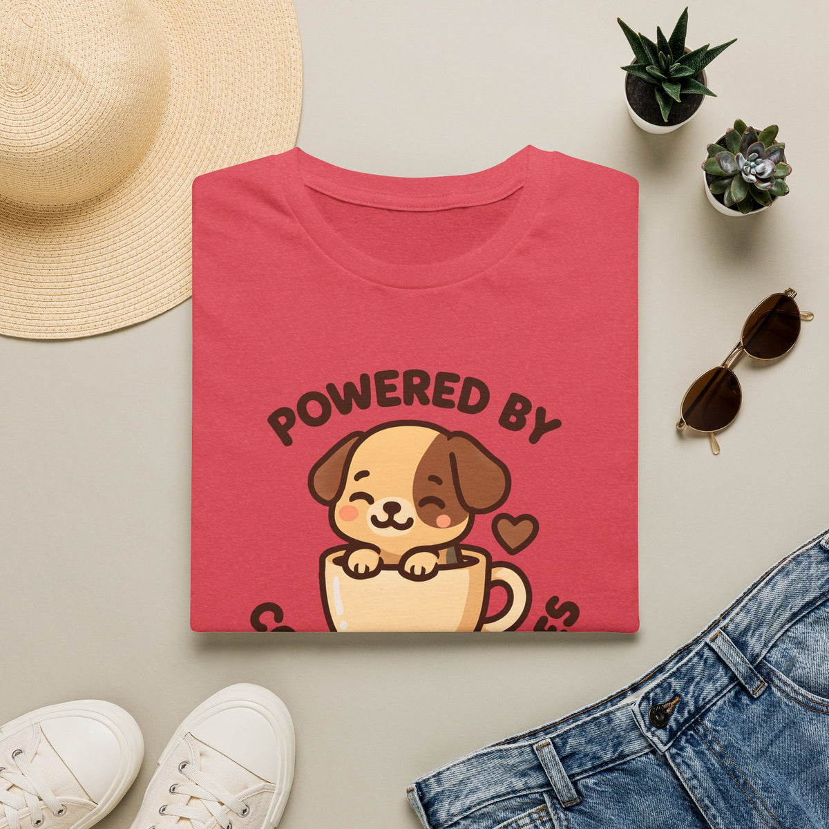 Powered by Coffee and Cuddles Puppy –  Supersoft Unisex T-Shirt