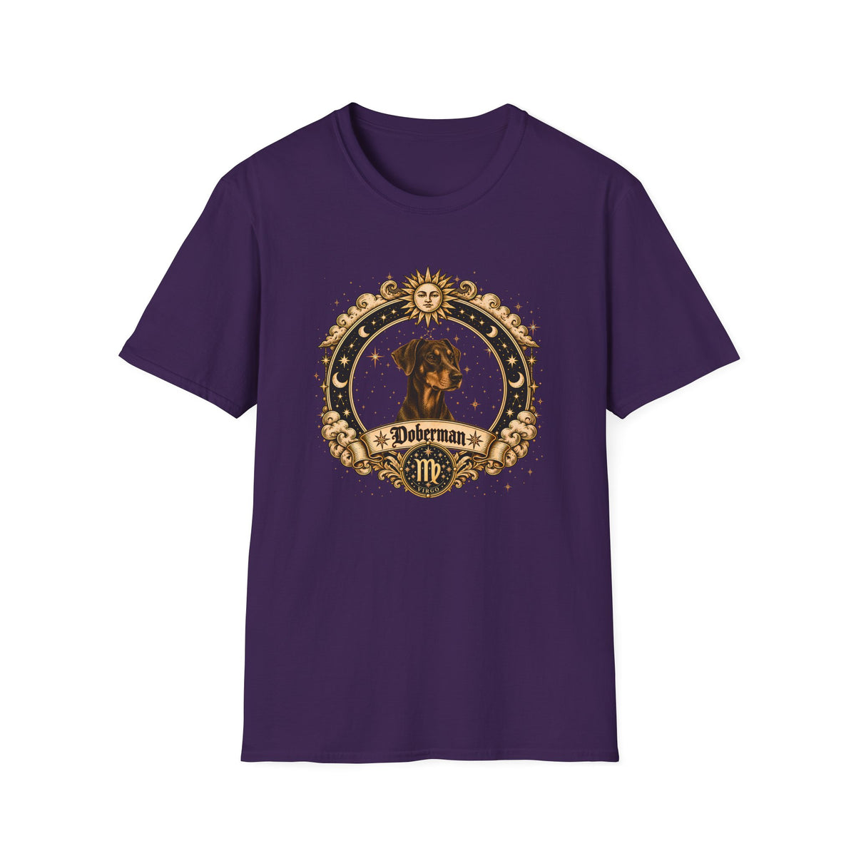 Zodiac Virgo Doberman - Dog Horoscope Star Sign - Supersoft Unisex Funny T-shirt
