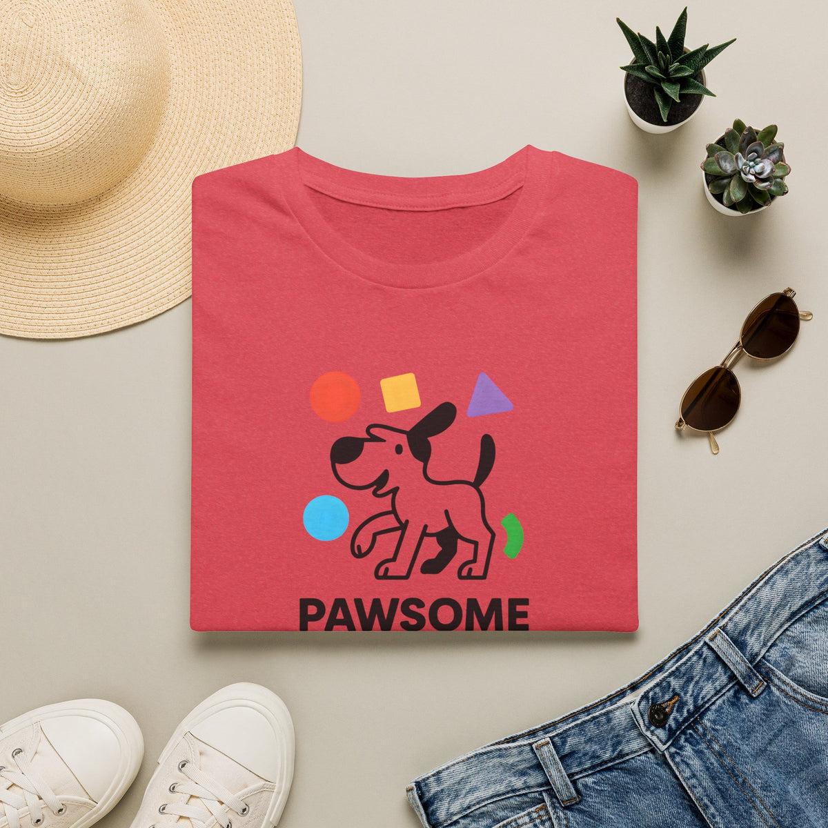 Dog with Colourful Shapes –  Supersoft Unisex T-Shirt