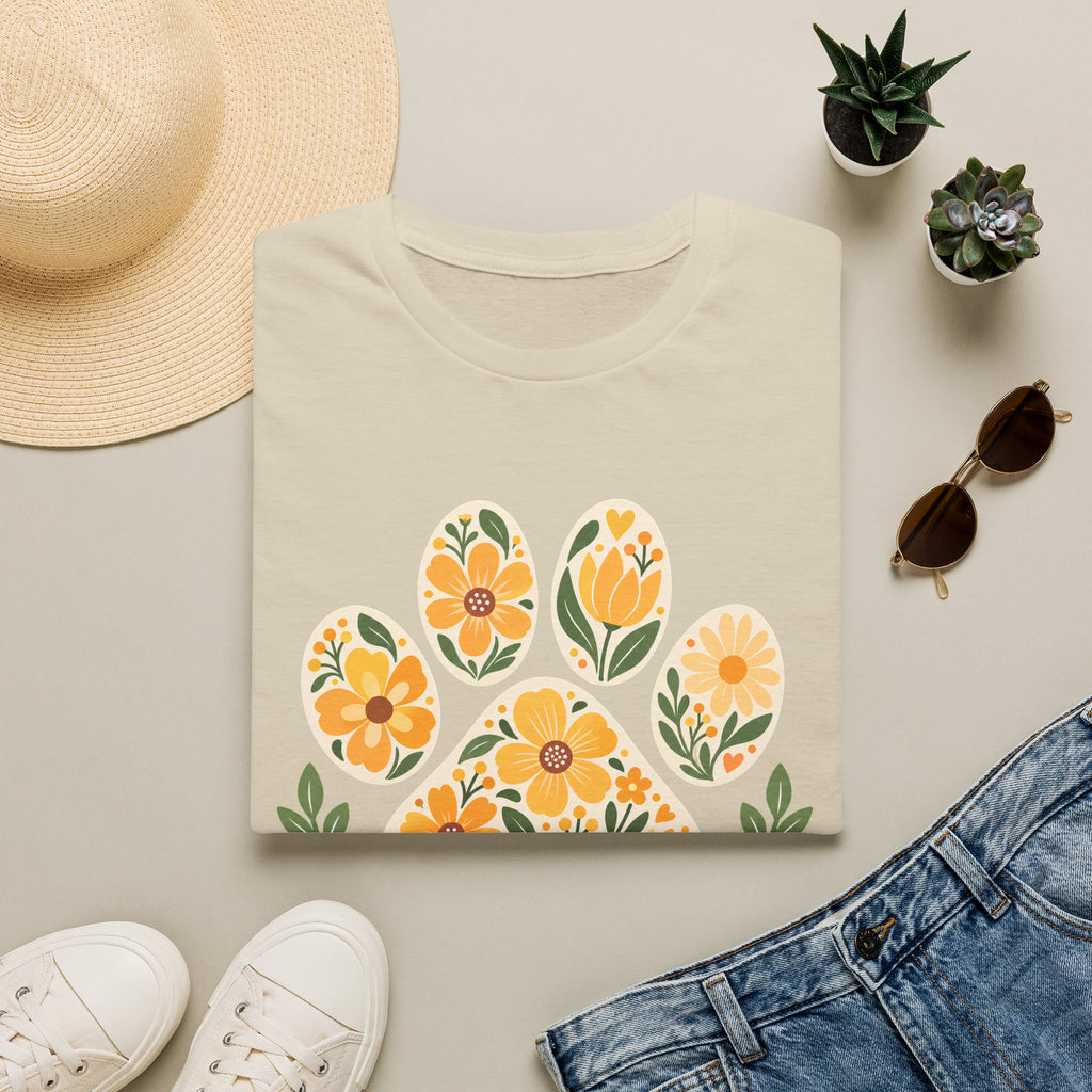 Love Come With Paw Prints Floral Paw Print - Supersoft Unisex T-shirt