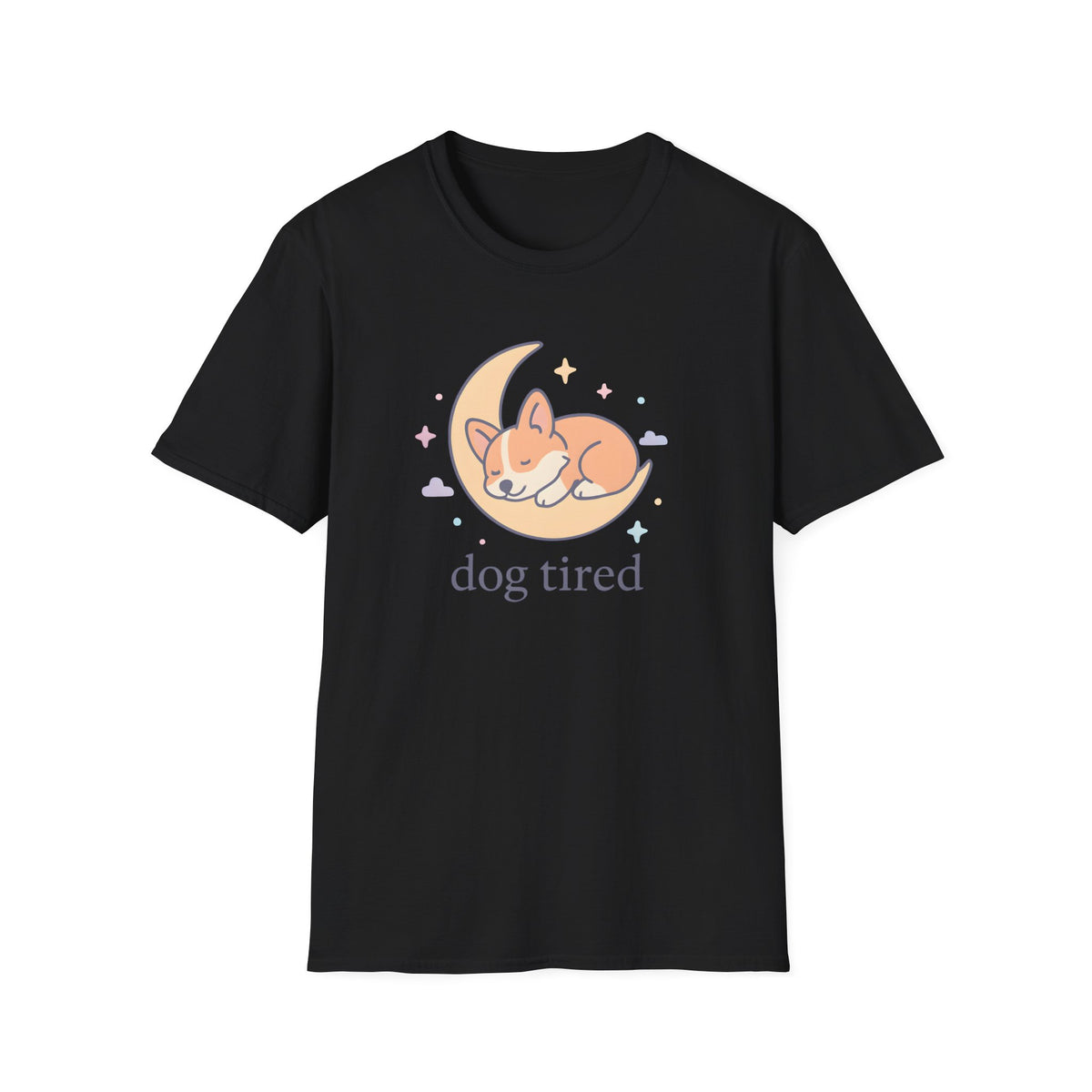 Sleeping Dog on Moon Cute Kawaii –  Supersoft Unisex T-Shirt