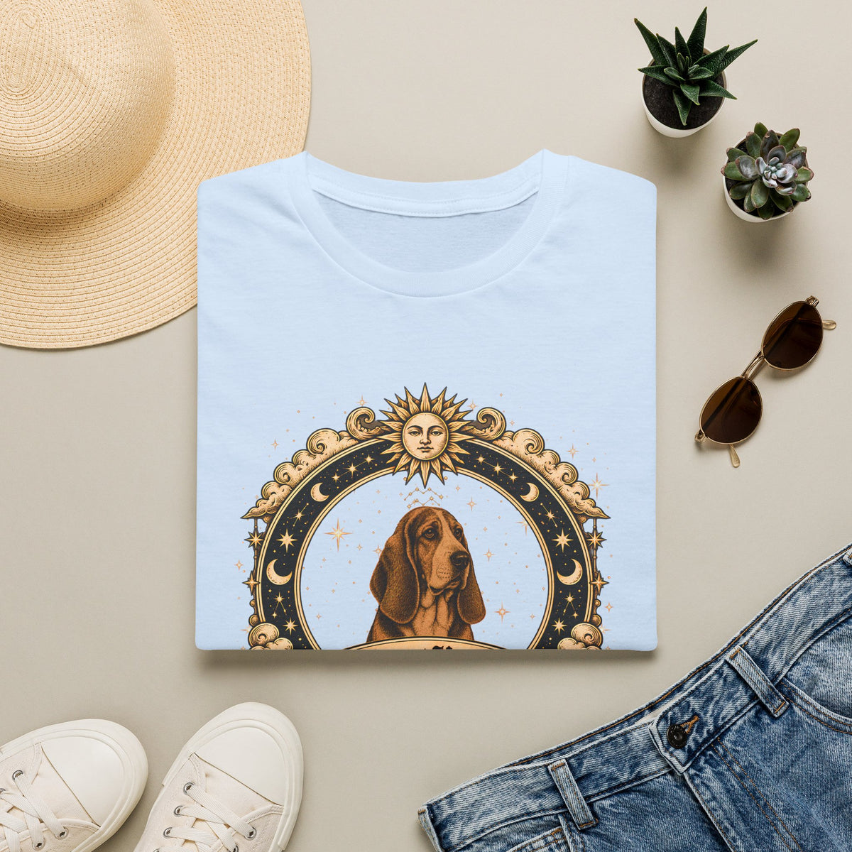 Zodiac Aquarius Basset Hound - Dog Horoscope Star Sign - Supersoft Unisex Funny T-shirt