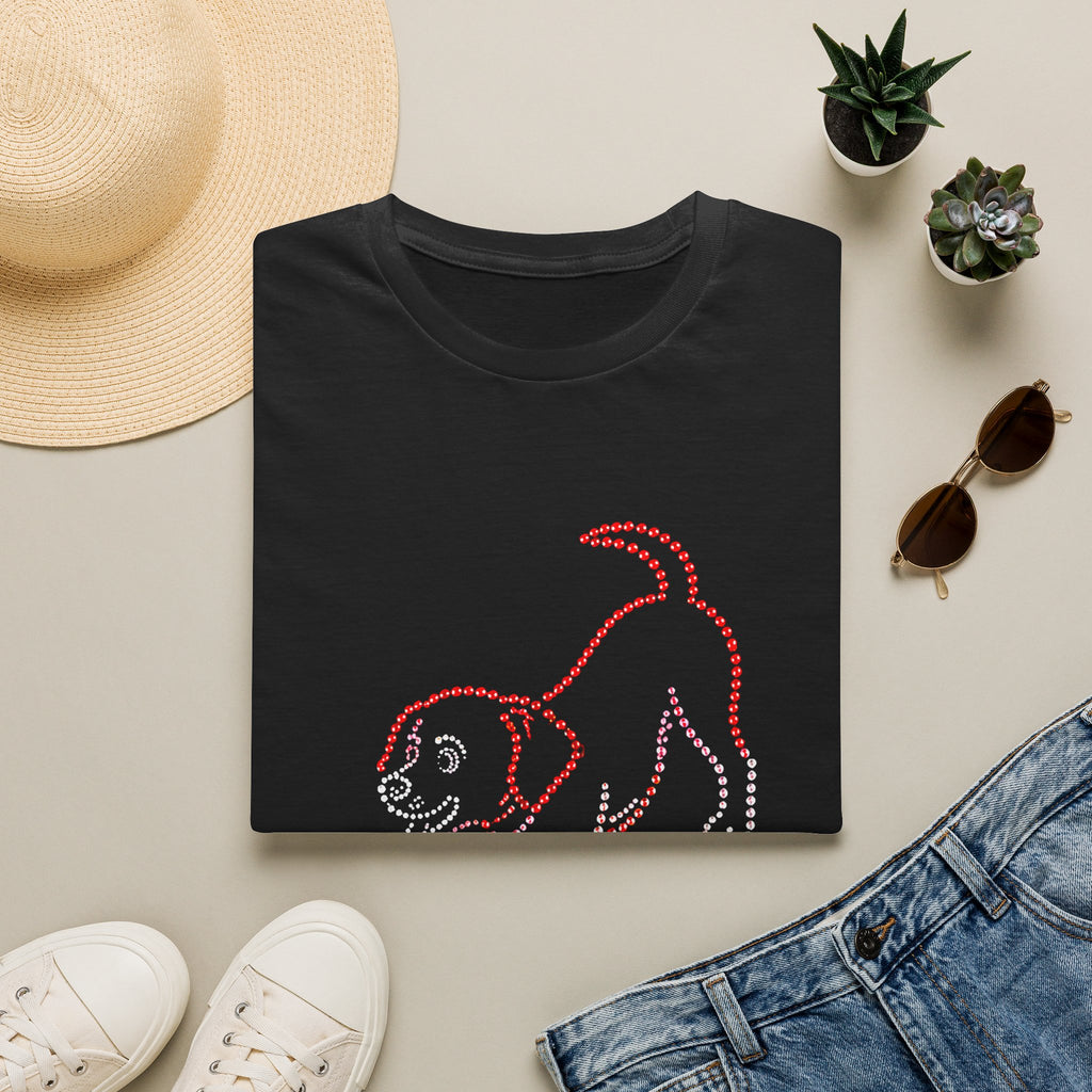 Bedazzling Beasts - Faux Jewel Red Dog Playing - Unisex T-Shirt