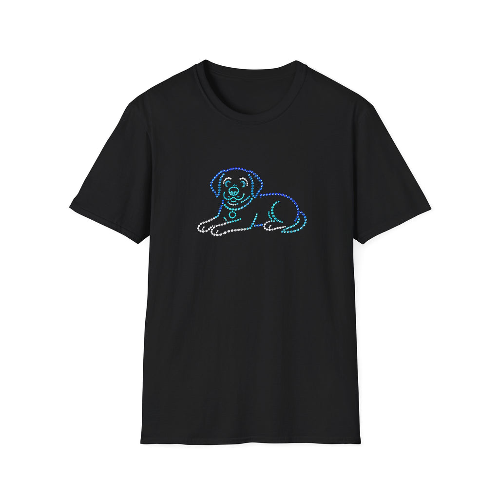 Bedazzling Beasts - Faux Jewel Blue Dog Lay Down - Unisex T-Shirt