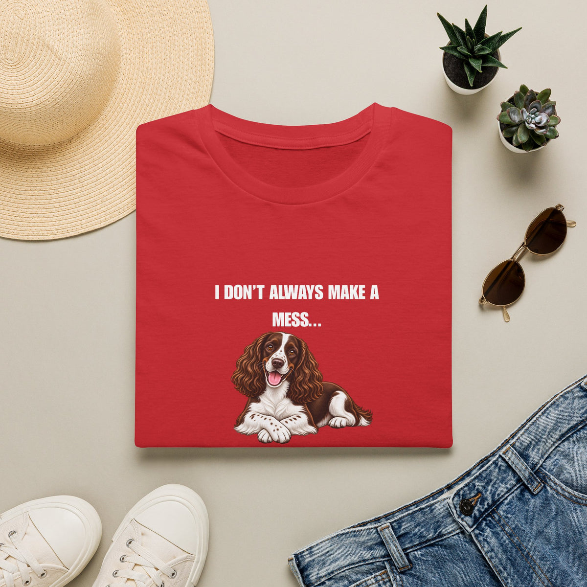 I Don’t Always Make A Mess...But When I Do, I Blame The Cat - English Springer Spaniel Supersoft Unisex T-Shirt