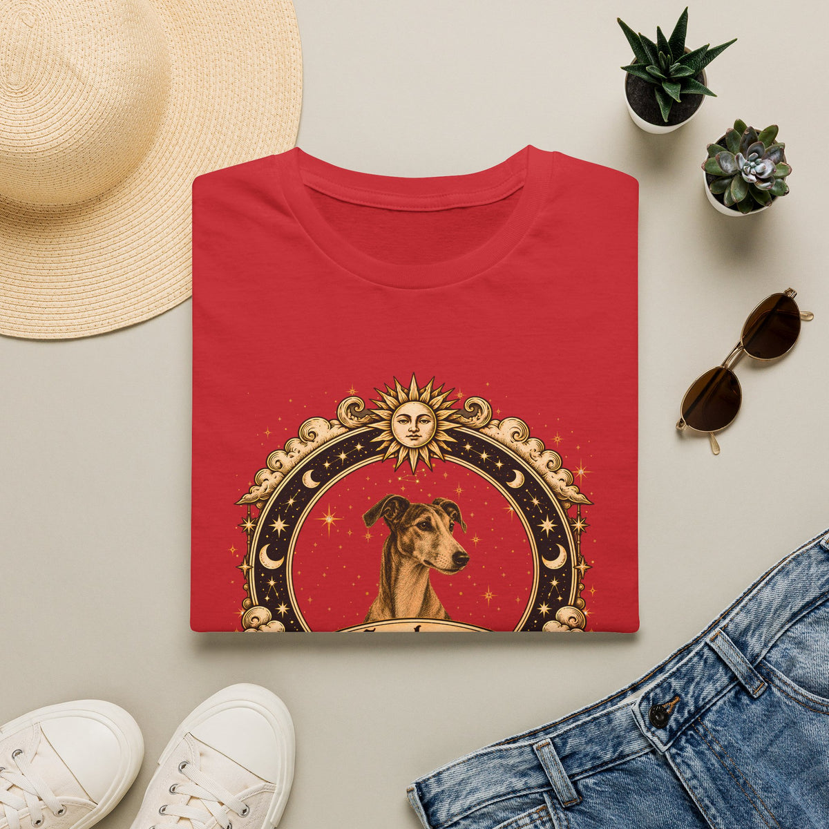 Zodiac Leo Greyhound - Dog Horoscope Star Sign - Supersoft Unisex Funny T-shirt