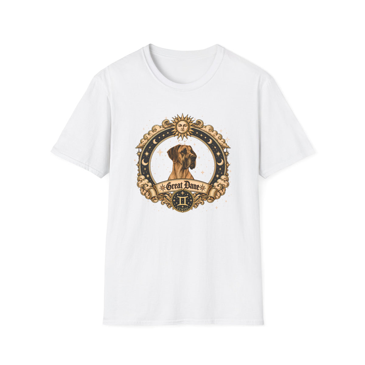 Zodiac Gemini Great Dane - Dog Horoscope Star Sign - Supersoft Unisex Funny T-shirt