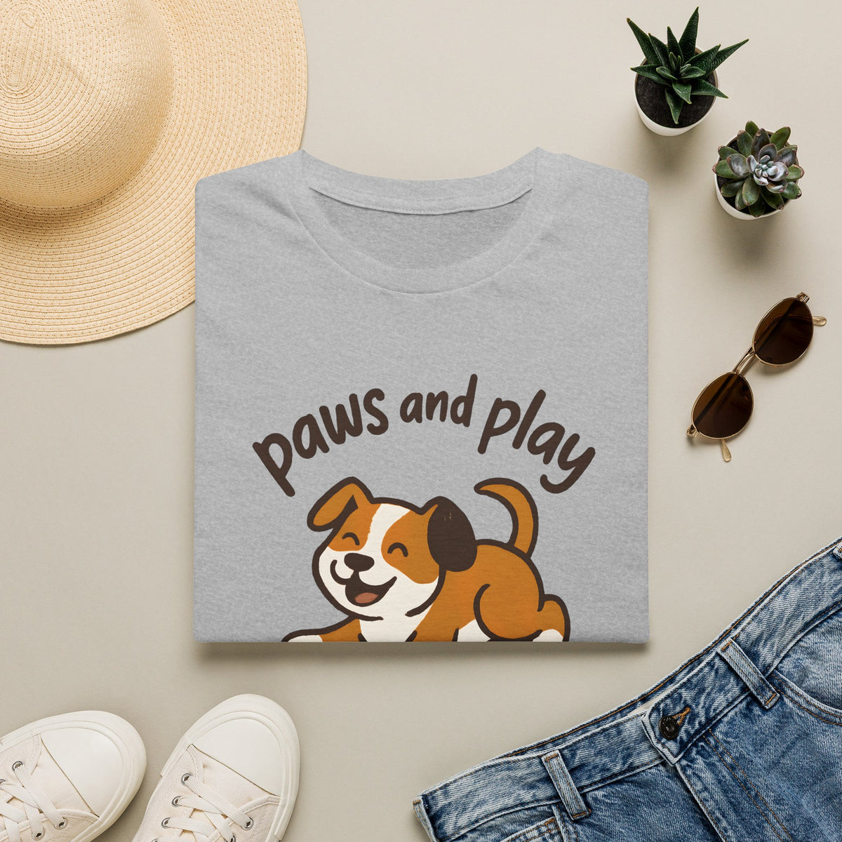 Paws and Play Cute Dog Kawaii –  Supersoft Unisex T-Shirt