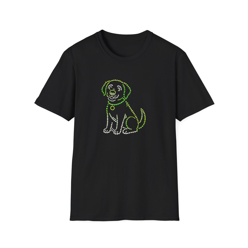 Bedazzling Beasts - Faux Jewel Green Dog Sitting - Unisex T-Shirt