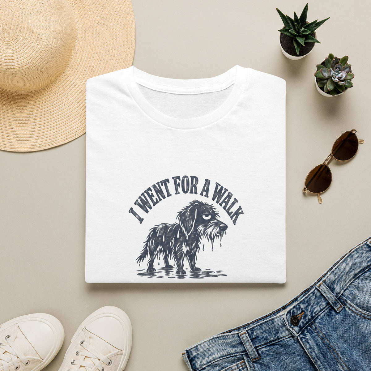 Grumpy Dog - I Went For A Walk...It Was Raining –  Supersoft Unisex T-Shirt
