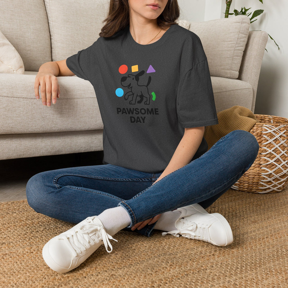 Dog with Colourful Shapes –  Supersoft Unisex T-Shirt
