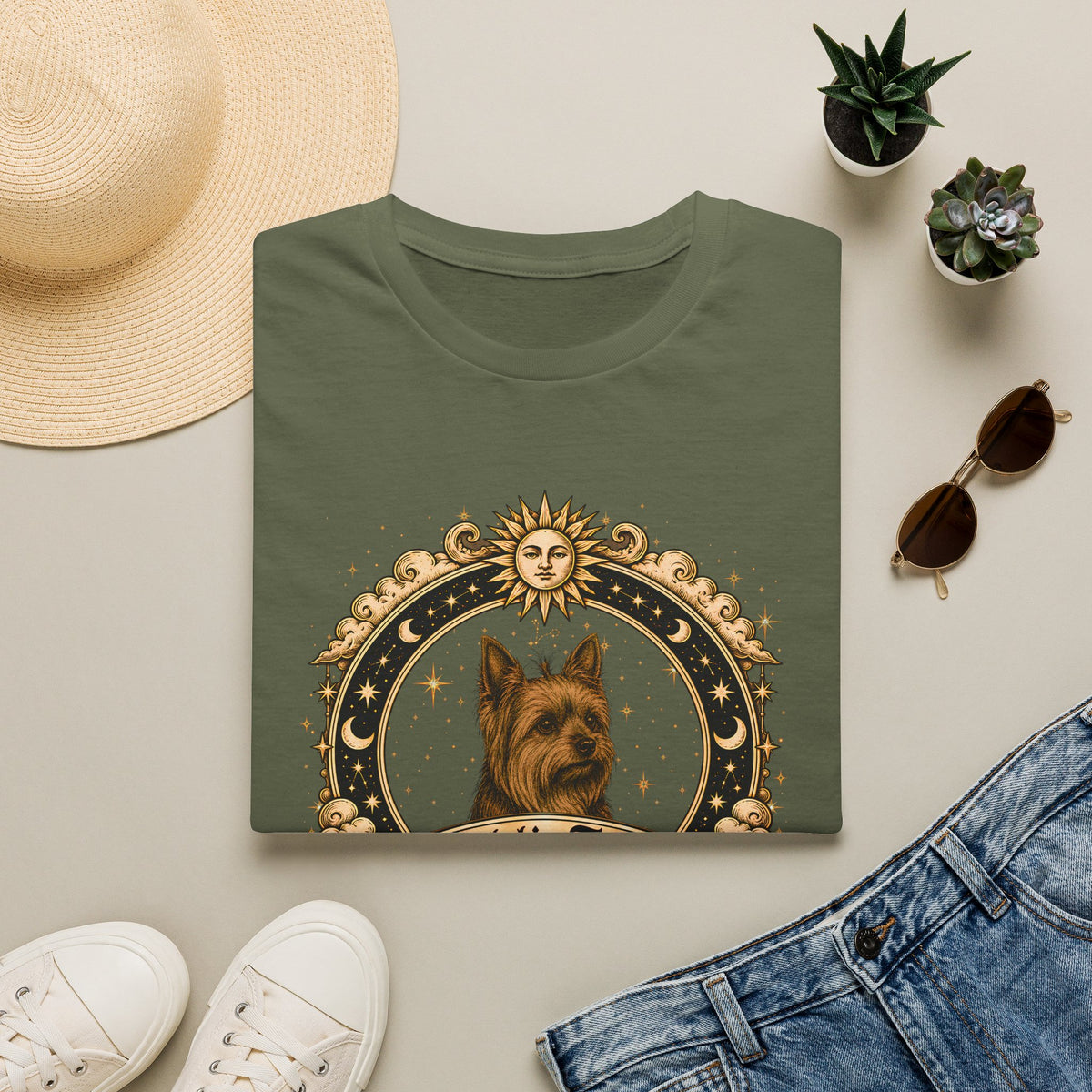 Zodiac Pisces Yorkshire Terrier - Dog Horoscope Star Sign - Supersoft Unisex Funny T-shirt