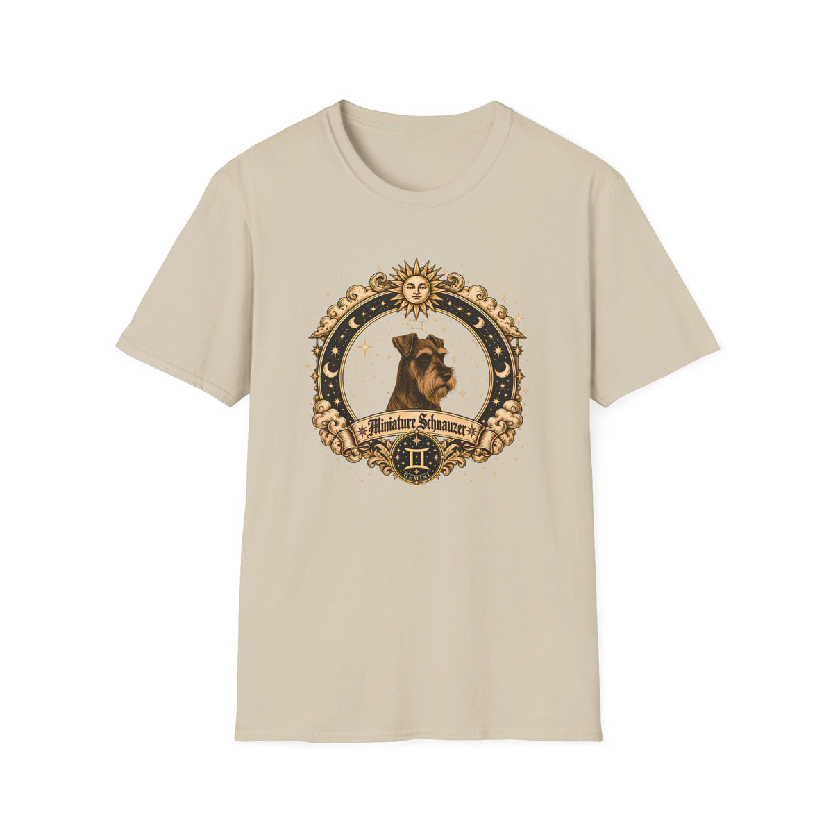 Zodiac Gemini Miniature Schnauzer - Dog Horoscope Star Sign - Supersoft Unisex Funny T-shirt