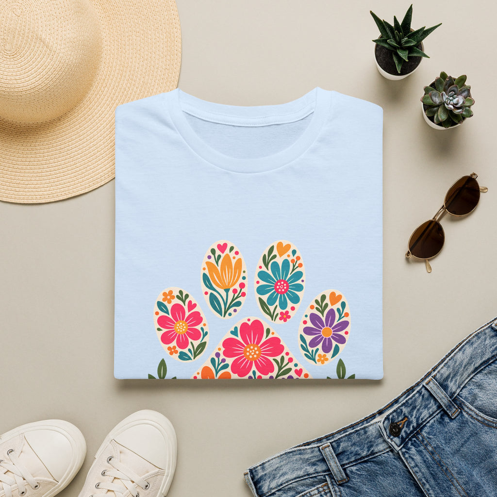 Powered by Love & Dog Hair Floral Paw Print - Supersoft Unisex T-shirt