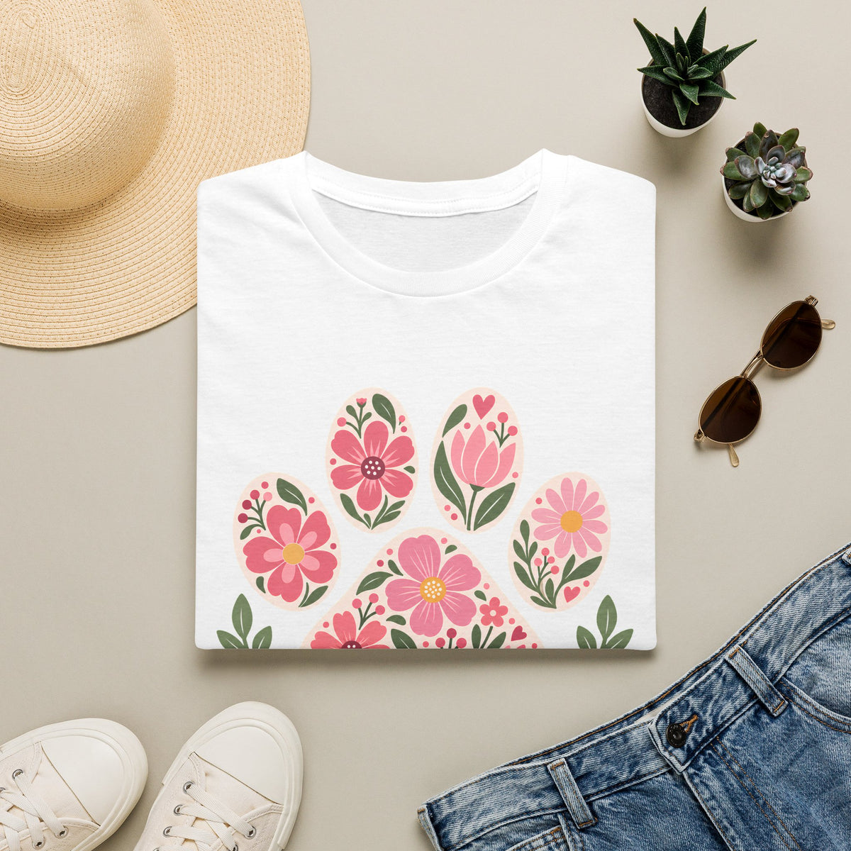 Paws Make Everything Better Floral Paw Print - Supersoft Unisex T-shirt