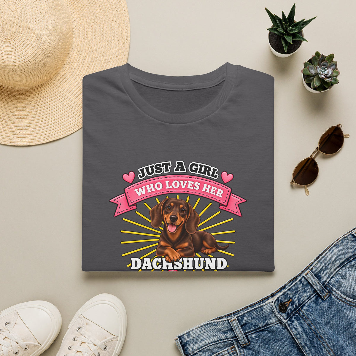 Just a Girl Who Loves Her Dachshund –  Supersoft Unisex T-Shirt