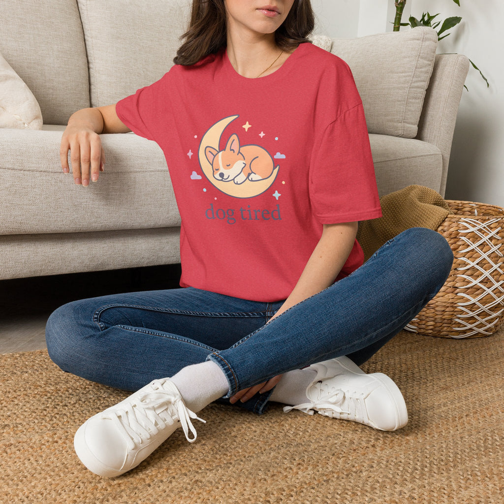 Sleeping Dog on Moon Cute Kawaii –  Supersoft Unisex T-Shirt