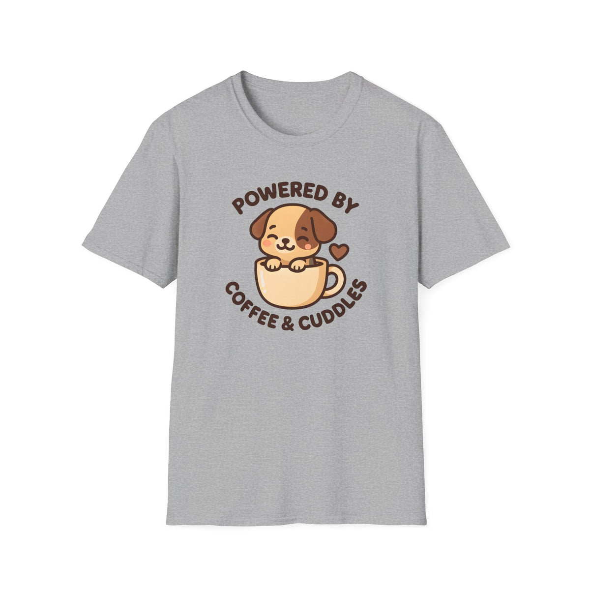 Powered by Coffee and Cuddles Puppy –  Supersoft Unisex T-Shirt