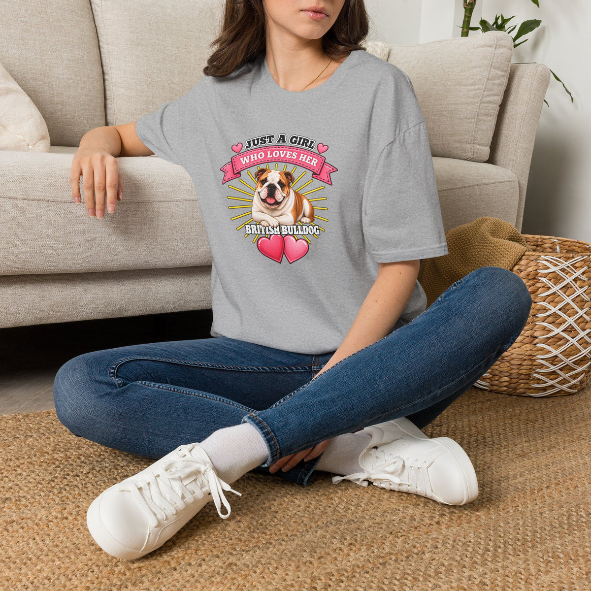 Just a Girl Who Loves Her British Bulldog –  Supersoft Unisex T-Shirt
