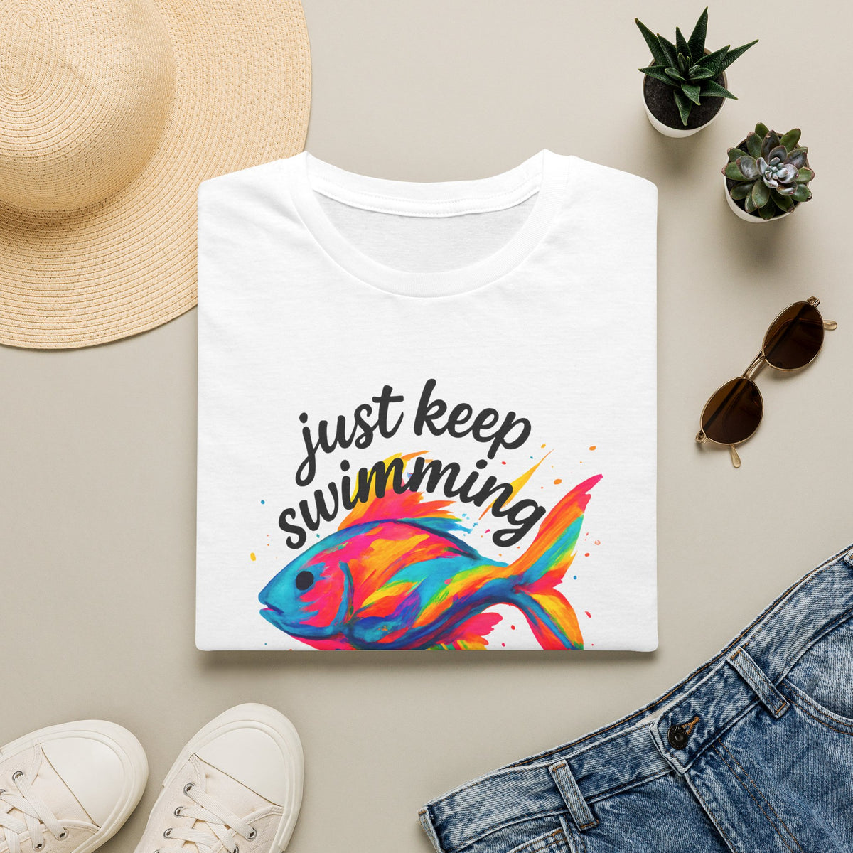 Just Keep Swimming - Goldfish –  Supersoft Unisex T-Shirt