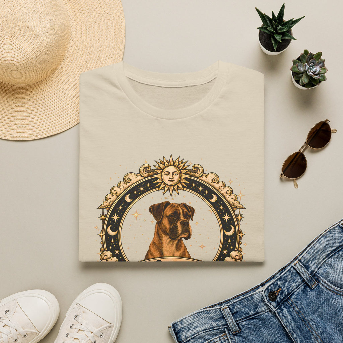 Zodiac Leo Boxer - Dog Horoscope Star Sign - Supersoft Unisex T-shirt