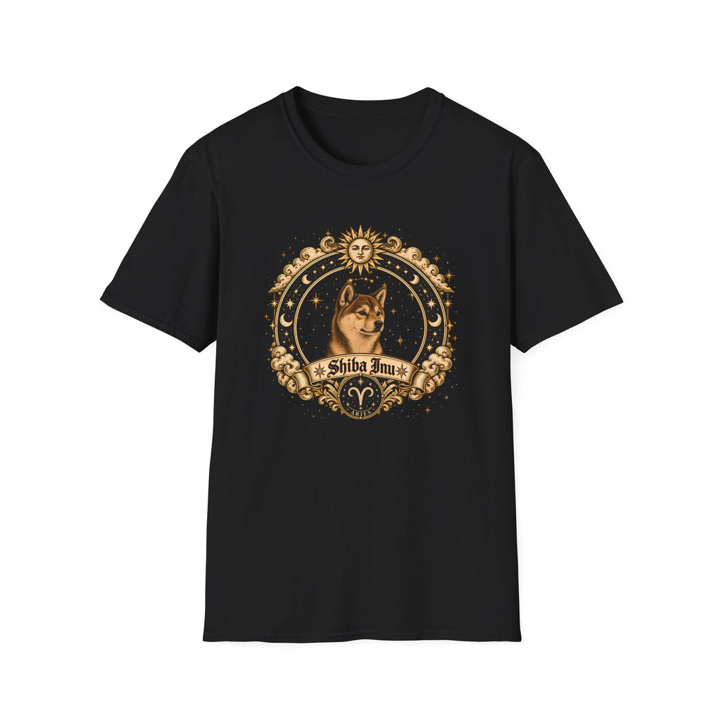 Zodiac Aries Shiba Inu - Dog Horoscope Star Sign - Supersoft Unisex Funny T-shirt