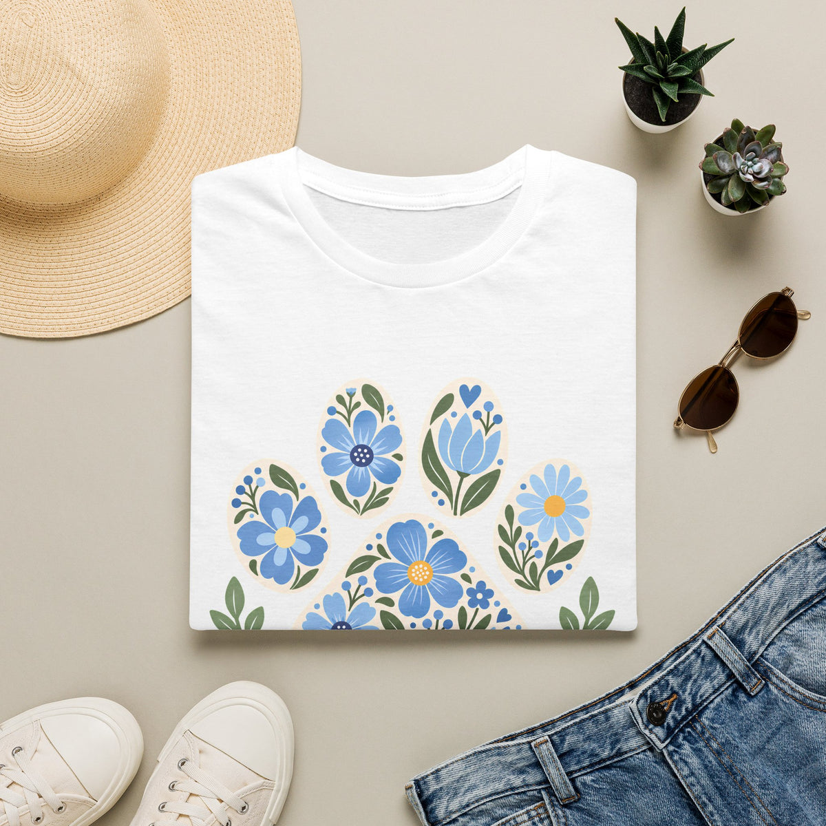 Life is Better with Dogs Floral Paw Print - Supersoft Unisex T-shirt