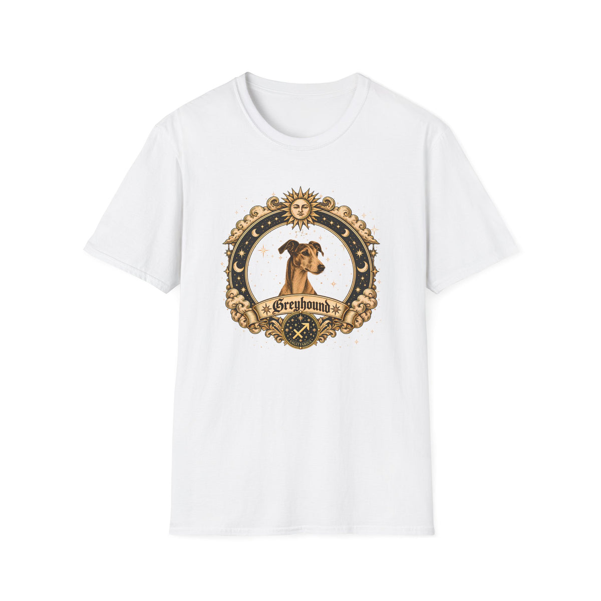Zodiac Sagittarius Greyhound - Dog Horoscope Star Sign - Supersoft Unisex Funny T-shirt