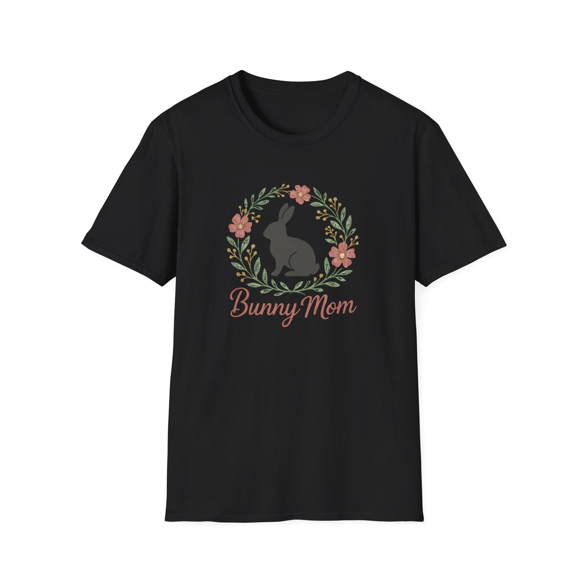Bunny Mom Floral Wreath –  Supersoft Unisex T-Shirt
