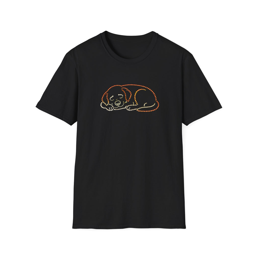 Bedazzling Beasts - Faux Jewel Orange Dog Sleeping - Unisex T-Shirt