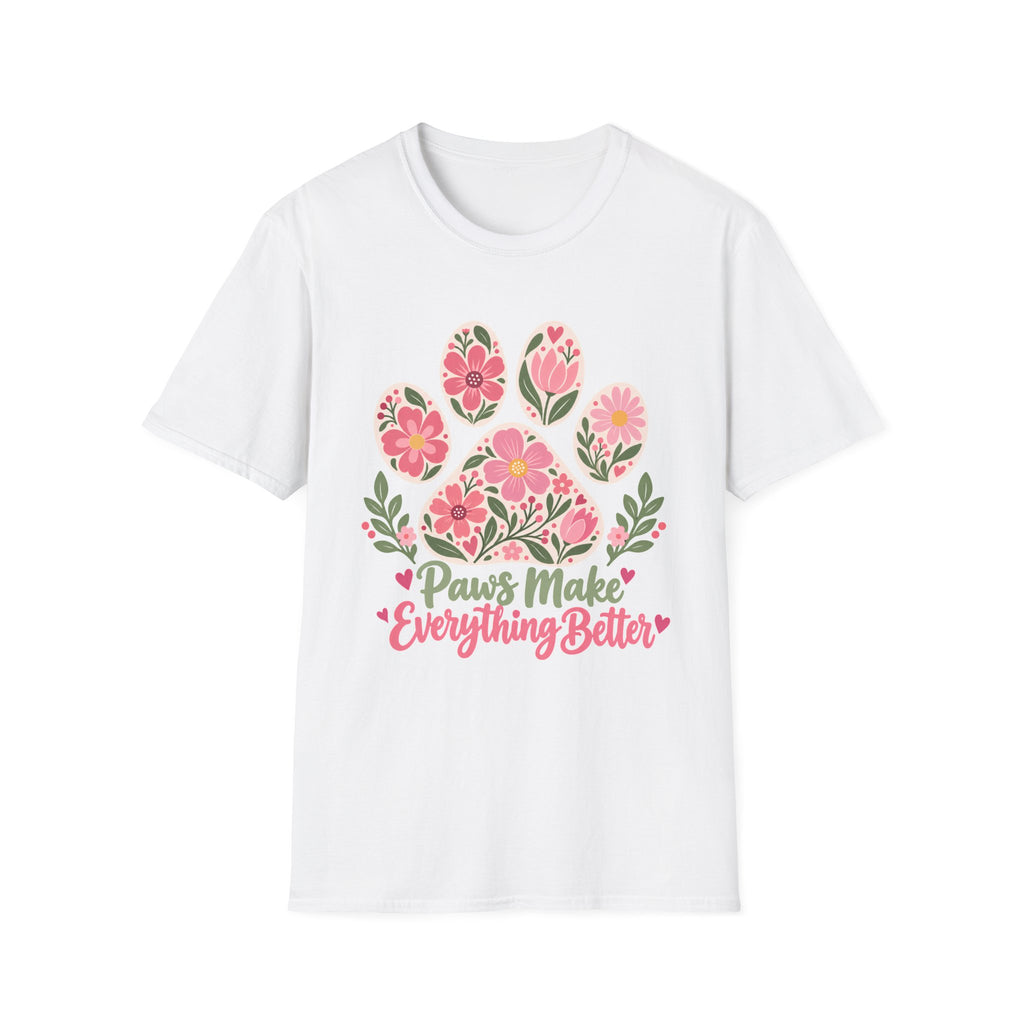 Paws Make Everything Better Floral Paw Print - Supersoft Unisex T-shirt