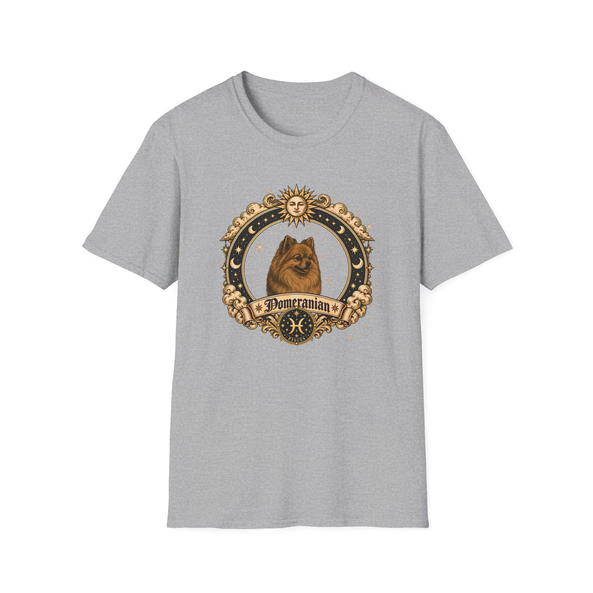 Zodiac Pisces Pomeranian - Dog Horoscope Star Sign - Supersoft Unisex Funny T-shirt