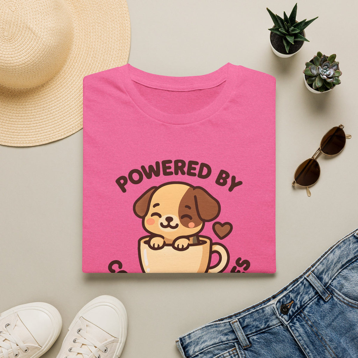 Powered by Coffee and Cuddles Puppy –  Supersoft Unisex T-Shirt
