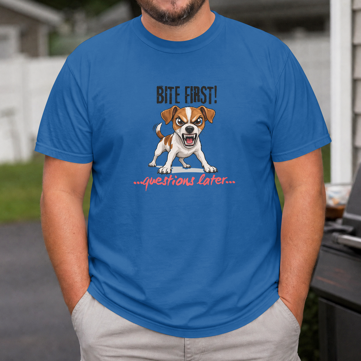 Bite First...Questions Later – Jack Russell Rescue Dog with Attitude - Unisex T-Shirt