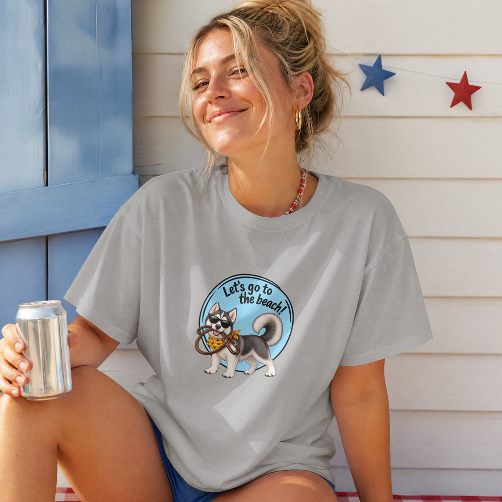 Let’s Go to the Beach! – Siberian Husky Adventure Dog - Unisex T-Shirt